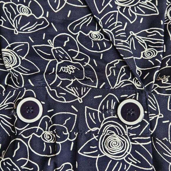 Cynthia Howie Vintage Navy Blue Outlined Floral Lace Pleated Tea Length Dress - Picture 5 of 16